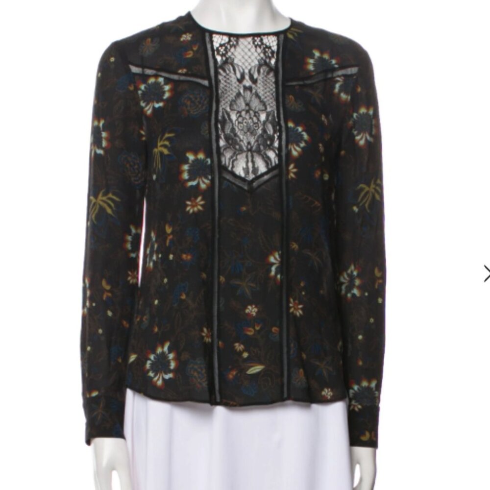 A.L.C. Silk Floral Print Blouse